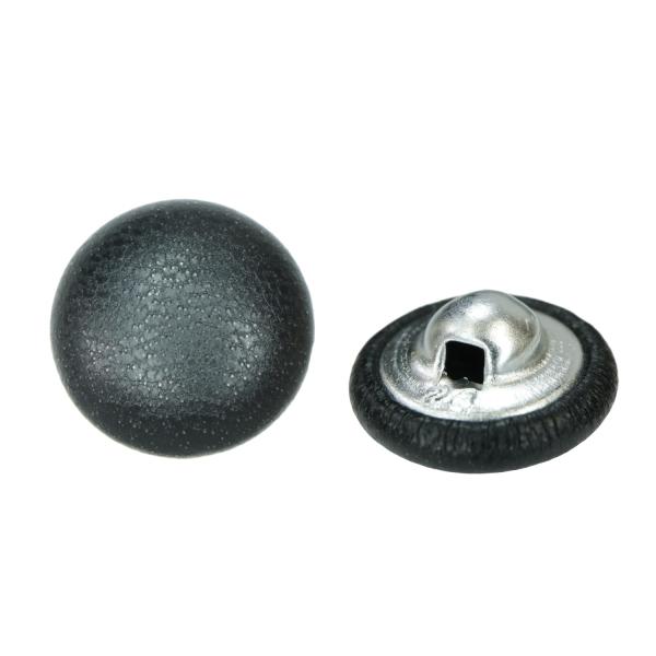 くるみボタン レザー調【ブラック】15mm 10個入 丸型 足つき シボ感 手芸 服飾 付け替え きらきらぷんぷん丸 B-1629