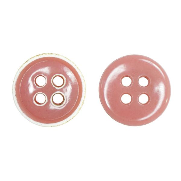 四つ穴ボタン【ピンク】ホワイトリム ヴィンテージ風 11.5mm 10個入 丸型 手芸 服飾 付け替え きらきらぷんぷん丸 B-2032