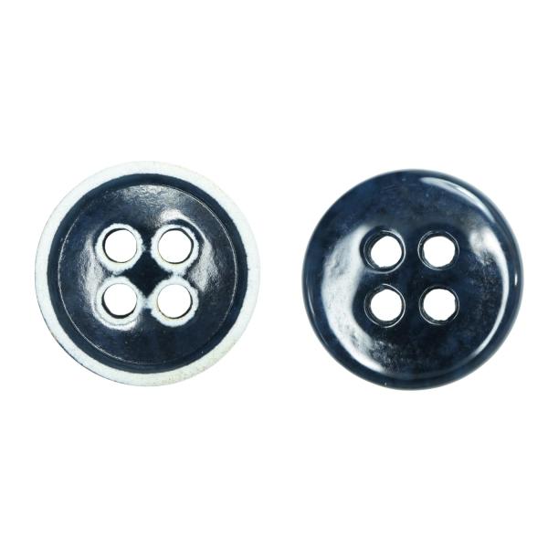 四つ穴ボタン【ネイビー】ホワイトリム ヴィンテージ風 11.5mm 10個入 丸型 手芸 服飾 付け替え きらきらぷんぷん丸 B-2035