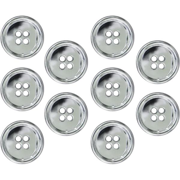 きらきらぷんぷん丸 メタルボタン 四つ穴 【シルバー 鏡面仕上げ】 銀