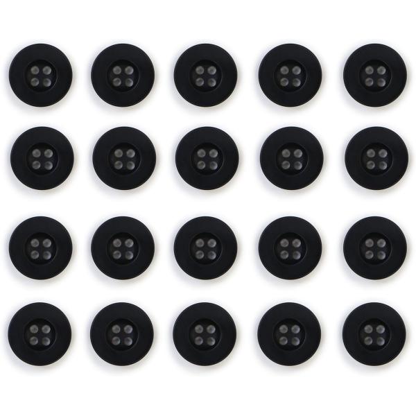 ミリタリーボタン 【ブラック】 四つ穴ボタン 黒 ボタン 20個入り 【15mm】  B-406