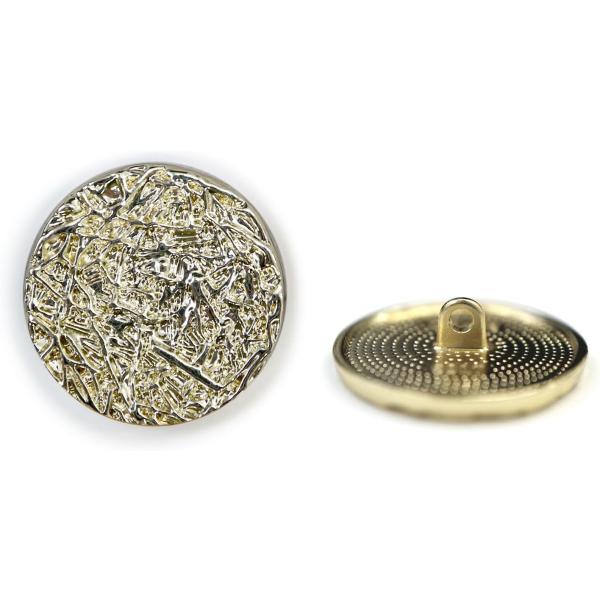 ●【サイズ】直径約25mm　【数量】8個　【1粒の重さ】約4.3g●【材質】金属●【カラー】ゴールド　【表面の模様】幾何学模様●【ボタンの形】フラット　足つき●【特 徴】平たい円状で、表面が少し凸凹しています。金属特有のツヤ感があります。