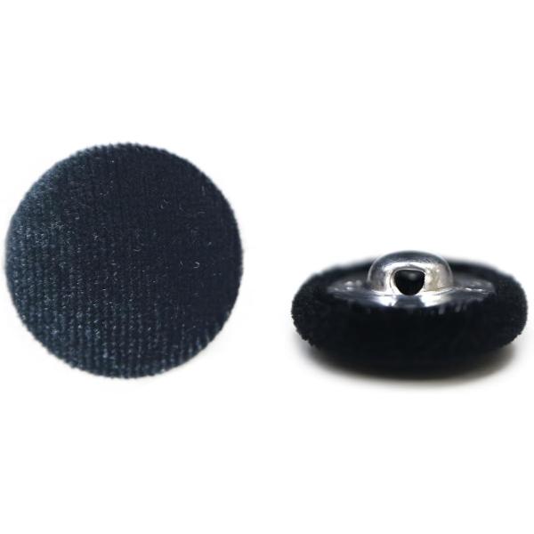 ●【サイズ】直径約20mm　【数量】8個入り　【1粒の重さ】約1.0g●【ボタンの形】くるみボタン　足つき　【材質】ベロア・金属●【ベロアのカラー】ブラック　【背面のカラー】シルバー●【特徴】金属製のボタンを、なめらかな手触りのベロアで包ん...