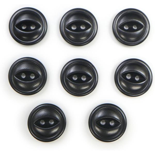 ナットボタン 二つ穴ボタン 【ブラック】 黒 猫目ボタン ベーシック ウッド ボタン 8個入り 【15mm】  B-917