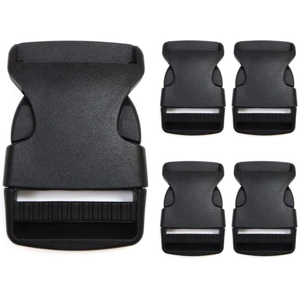 ●【サイズ】約67mm×46mm 約38mm幅●【材質】プラスチック 【カラー】ブラック【数量】5個●【用途】ウエストポーチやバッグ、リュックなどの幅の広いストラップにぴったりなプラスチックのバックルです。●【特徴】サイド側の爪を押すことで...