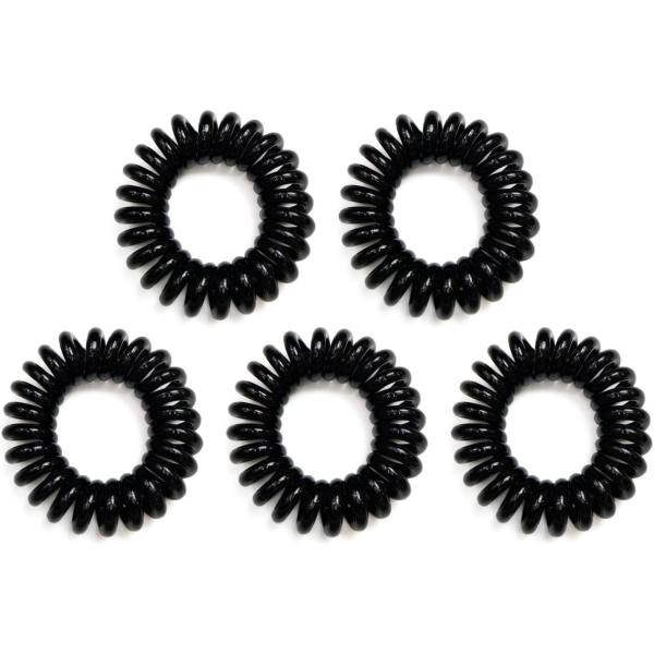 スプリングヘアゴム 髪ゴム【ブラック】黒 跡がつかない 髪留め スプリングゴム セット【5個入り】 HGM-001
