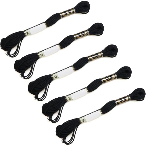 ●【長さ】約8m【太さ】1束 約8mm●【数量】5個 【材質】ポリエステル●【カラー】ブラック●【用途】刺しゅう糸の中でも一般的な25番です。●たっぷり使える5個入りの商品です。