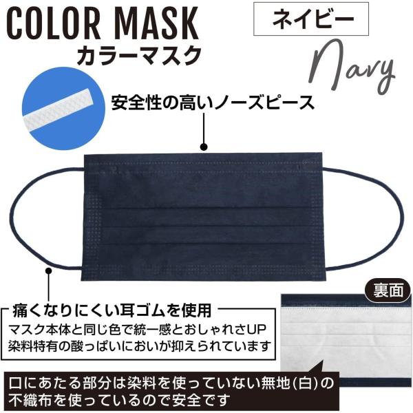 きらきらぷんぷん丸 【カラーマスク】ネイビーマスク 4層不織布マスク