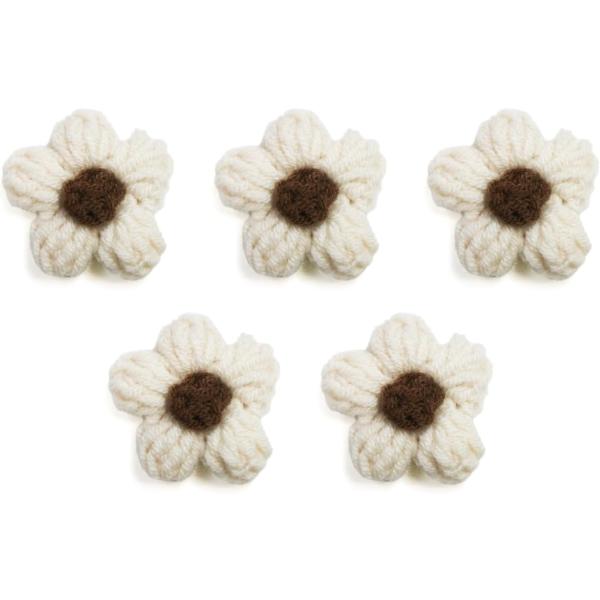 花 パーツ 毛糸 フラワー【ベージュ】5個入り 手芸 ハンドメイド パーツ デコパーツ デコレーション 立体  KITP-001