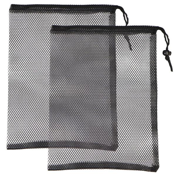 メッシュ巾着袋 36x24cm【ブラック】黒 2枚入り 収納 ネット バッグ 小物入れ 通気性 旅行 持ち運び 便利 きらきらぷんぷん丸 KNCH-007