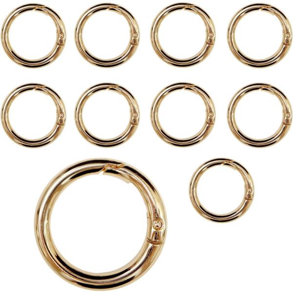 カラビナ 丸型 30mm 【ゴールド】 金 10個入り キーリング リング 丸 円形 鍵 キーホルダー  NSKR-040
