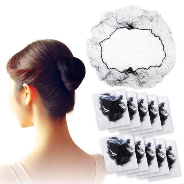 ●【サイズ】Lサイズ(ロングへア)●【個数】10個　【色】黒●【素材】レーヨン●【特　徴】個包装で使いやすい、お団子がしっかり綺麗にまとまるヘアネットです。●バレエ、接客業でまとめ髪が必要な時やコスプレなどでも活躍します。