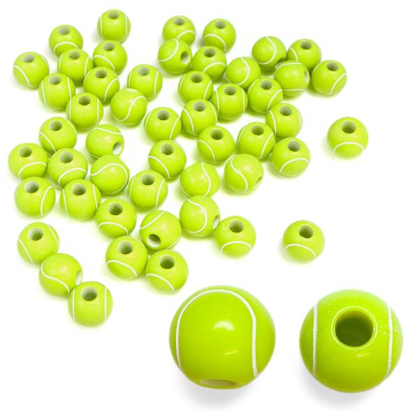 スポーツボールビーズ 【テニスボール】11mm 50個入り 手芸用品 ハンドメイド 材料 アクセサリー パーツ ブレスレット きらきらぷんぷん丸 SBB-001