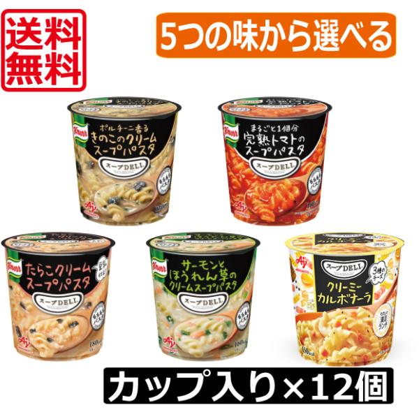 ※各味2種類×6個ずつで合計12個でのお届けとなります。【商品内容】送料無料 クノール スープDELI 5つの味から2種類選べる12個セット■下記の味から2種類お選びください・まるごと1個分 完熟トマトのスープパスタ・ポルチーニ香る きのこ...