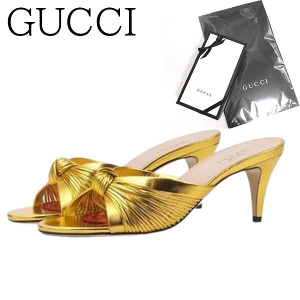 GUCCI グッチ メタリックレザー ミッドヒールサンダル 577229 B8B00