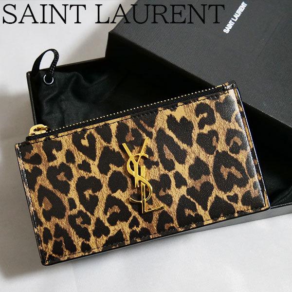 サンローラン Saint Laurent レオパード柄レザーのカードケース