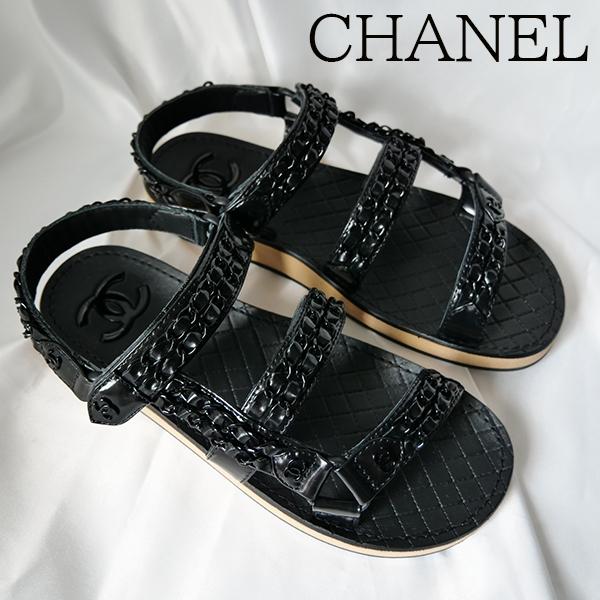シャネル CHANEL ココマーク チェーンサンダル g33800 x565499 4305