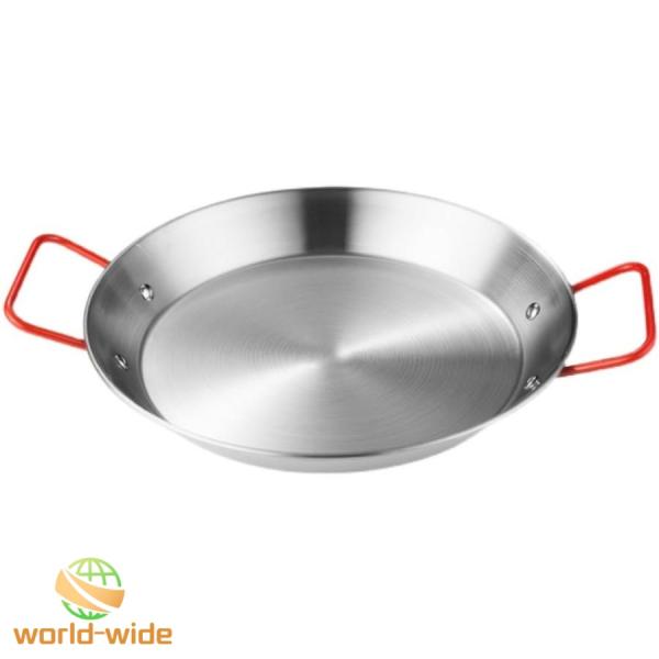 スペイン製 パエリア鍋 18cm~34cm パエリアパン IH対応 ステンレス鋼 スペイン料理 業務用 冷凍食品 プロフェッショナル 家庭 ホテル レストラン 火傷防止ハンド