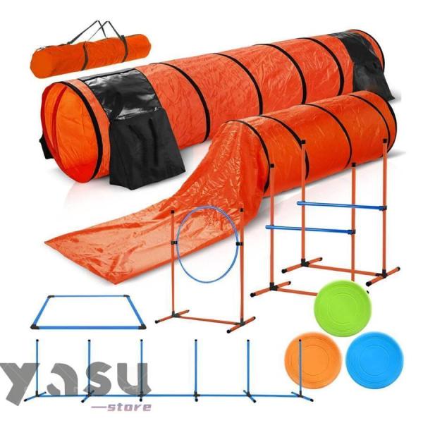 犬のアジリティトレーニング器具セット、ドッグジャンプ2本、ハードル、ブラインド、標準トンネルとウィーブポール、簡単なキャリーケース付きのプレミアムド