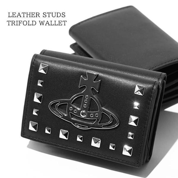 Vivienne Westwood ブラック レザー三つ折り財布 Vivienne Westwood（ヴィヴィアンウエストウッド） レディース 3つ折り