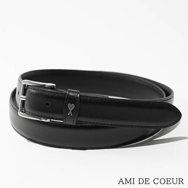 【値下げ】AMI Parisアミパリ ブラック ベルト 85サイズ AMI Alexandre Mattiussi アミ AMI メンズ ベルト AMI DE COEUR UBL029