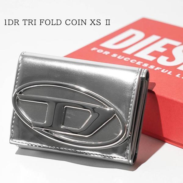 SUMMER SALE ディーゼル DIESEL レディース メンズ 3つ折り財布 1DR TRI FOLD COIN XS II X09887 PS202 シルバー H0535 26ss