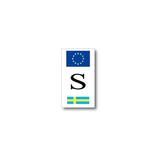 スウェーデン国旗＋国識別記号ステッカー フラッグデザインタイプ・縦 屋外耐候仕様 Mサイズ　車やスーツケースなどに 耐水 シール