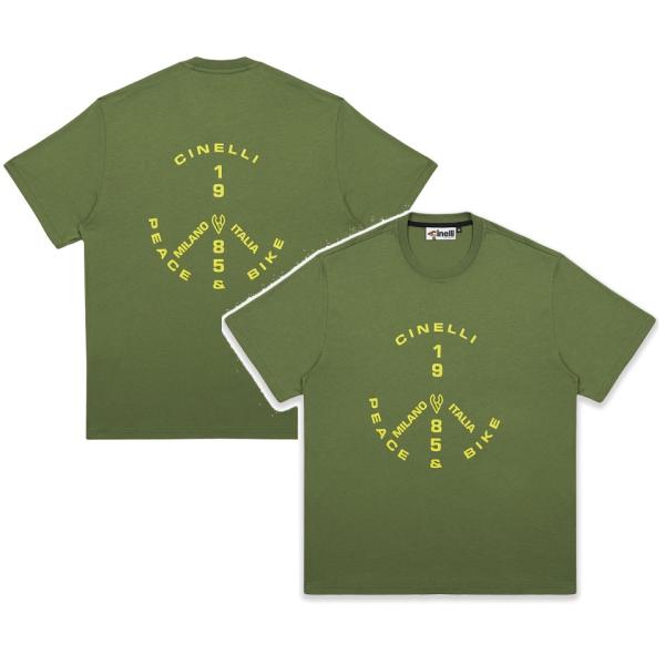 チネリ ピース＆バイク85 Tシャツ グリーン : ワールドサイクル