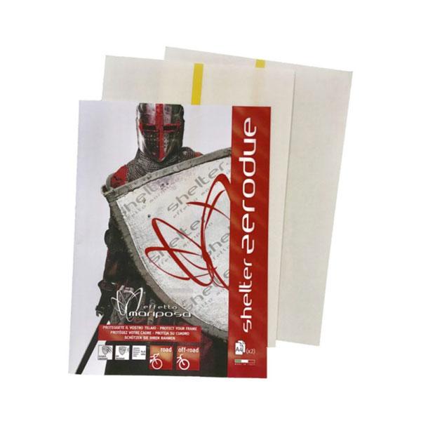 ※沖縄県への発送に送料無料は適用されません。購入金額に関わらず通常送料に別途加算されます。0.2mm厚で0.02g/平方センチと超軽量 フレームやクランクなど保護したい箇所に合わせてカットできるA4サイズのフレームプロテクターシール 2枚入...