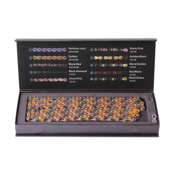 12速用チェーン アウタープレート、インナープレート、ピンが中空構造になっており軽量 X形状プレートで素早いシフティングを提供 サイズ：1/2”×11/128” 126リンク 重量：251g 商品のカラー・サイズについて 商品のカラーはディ...