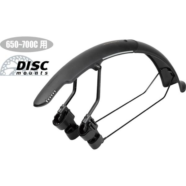 ベルクロテープでフレームに巻き付けた後に、テンショナーによりフレームにしっかりと固定できるテトラフェンダーのグラベルバイク向け仕様。 リア用 ベルクロストラップでシートステーに取り付け リア(G2) は後方部を取り外せるので2 段階に長さを...