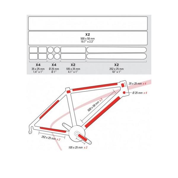 沖縄県への発送に送料無料は適用されません。購入金額に関わらず通常送料に別途加算されます。  フレームプロテクターシールセット UVや温度差(-30℃ to +100℃)による劣化に強く、気泡が入りにくい。  全14枚入り  ダウンチューブ用...