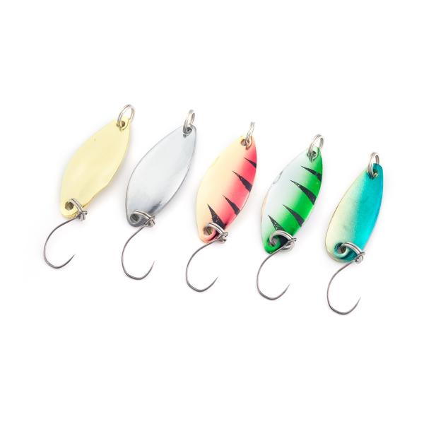 オルルド釣具 スプーンルアー 5色セット 3.3g バーブレスフック 渓流