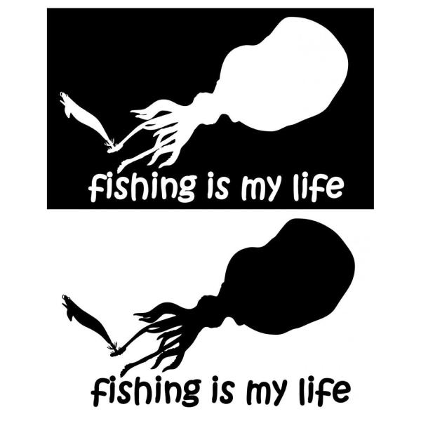 �X�e�b�J�[ �t�B�b�V���O�ufishing is my life�v �A�I���C�J 15×8.5cm �\�t�p�w���t �I�����h�ދ� ��������