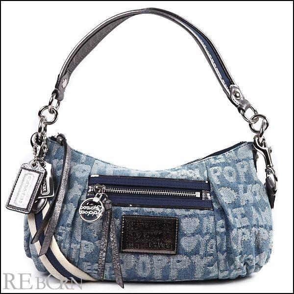 COACH コーチ バッグ ポピー デニム ワードブロック グルービー 