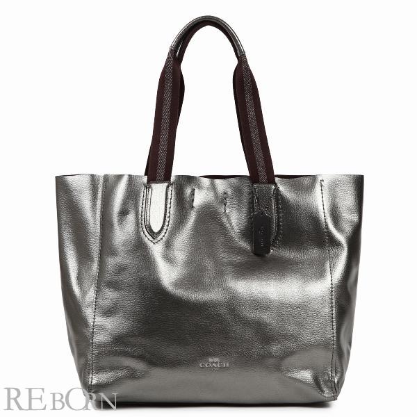 COACH コーチバッグ トートバッグ メタリック レザー ラージ ダービー 