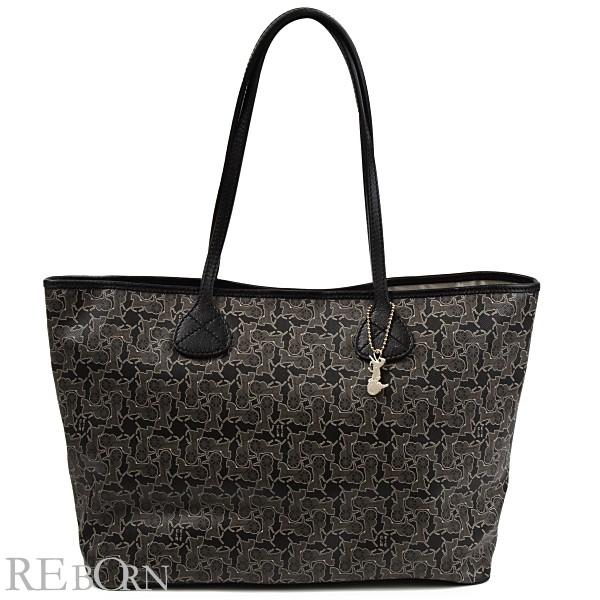 CELINE セリーヌ トートバッグ ミニマルシェ ホース柄 黒×グレー 