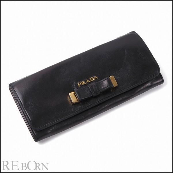 PRADA プラダ 長財布 リボン レザー ウォレット 1M1132 ブラック PRADA プラダ 長財布 リボン レザー ウォレット 1M1132 ブラック