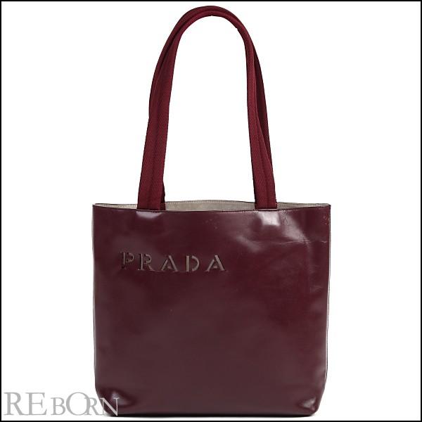 プラダ PRADA バッグ パンチング ロゴ レザー トート バッグ レッド 