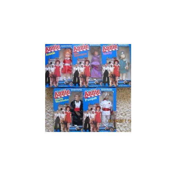 LITTLE ORPHAN ANNIE Doll SET of 5 The WORLD of ANNIE DOLLS 6 &amp; 7 w Molly, Miss Hannigan, Daddy War