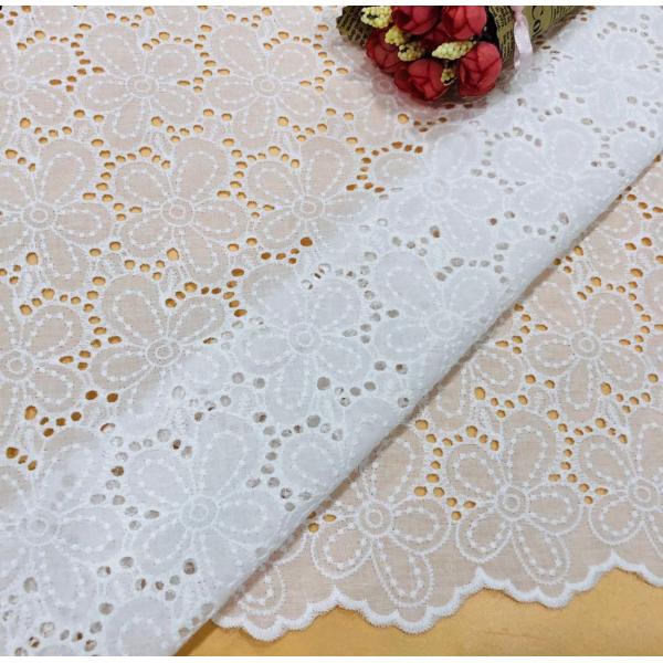 綿レース生地 マスク用生地 綿100% A014 カット 花柄 刺繍 コットンレース ワークレース 130cm*50cm