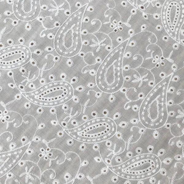 綿レース生地 マスク用生地 綿100% A019 カット ペイズリー柄 刺繍