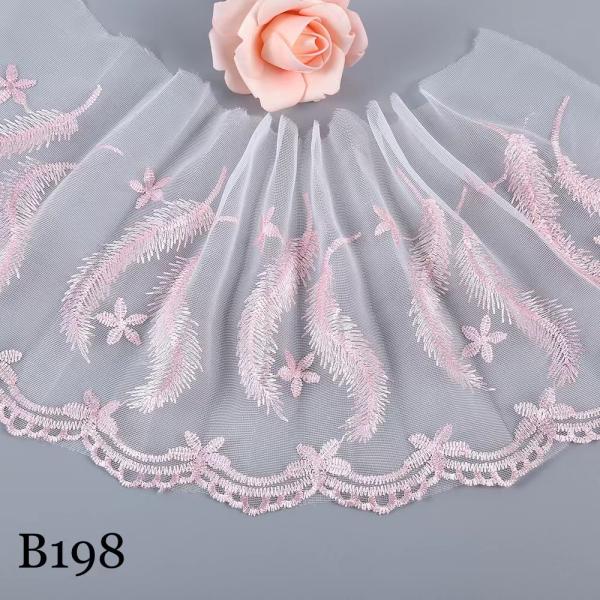チュールレース DIY 手芸用 縁飾り パイピングテープ レース 羽毛柄 手作り 生地 ハンドメイド 単位4m B198