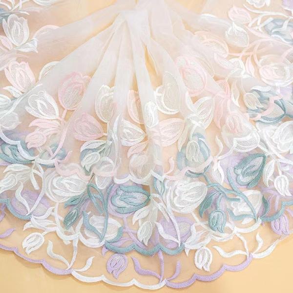 チュール チュールリボン リボン 幅広 手芸用 レース生地 刺繍 レーステープ パイピングテープ 花柄 手作り ハンドメイド diy 幅約26cm 単位2m B294