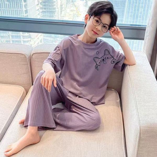 パジャマ キッズ 半袖 ルームウェア 男の子 女の子 男女兼用 ジュニア トップス パンツ 2点セット 子供 セットアップ 半袖 上下セット 夏 KSGA113(2色100-160)