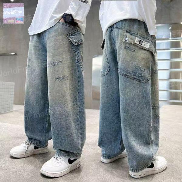 デニムパンツ 男の子 子供服 こども服 キッズ パンツ ダメージ加工 ジーンズ デニムパンツ ズボン ジュニア ウエストゴム 春秋  KTGA105(110-170)