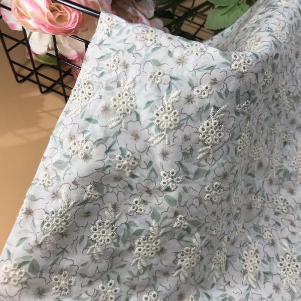 レース生地 マスク用生地 綿100% L019 カット 花柄 刺繍 コットンレース ワークレース130cm*30cm