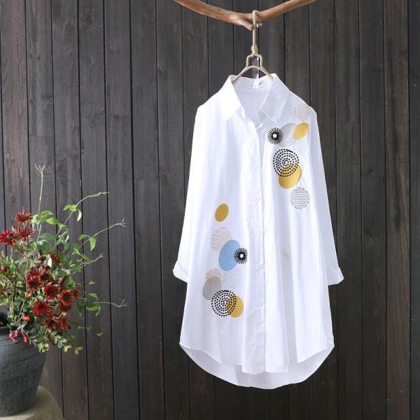 Tシャツ レディース 可愛い ゆったり 大きいサイズ 花刺繍 綿 七分丈袖 夏秋 (M-3XL)LUBS042