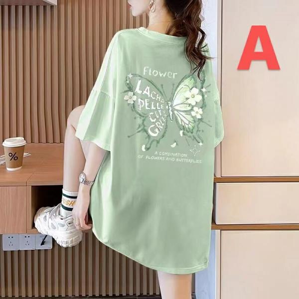 半袖tシャツ 大きいサイズ レディース ビッグtシャツ プリント 蝶々柄 カットソー 半そでTシャツ tシャツ 綿 ゆるカットソー 夏服 肌着 LUFA040(7色M-4XL)