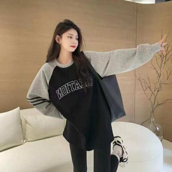 カットソー ロングT ロンT レディース ロングTシャツ オーバーサイズ トップス 大きいサイズ 英文字 ロゴ 春秋 秋服 春服 長袖 薄手 SLUC013(2色M-2XL)